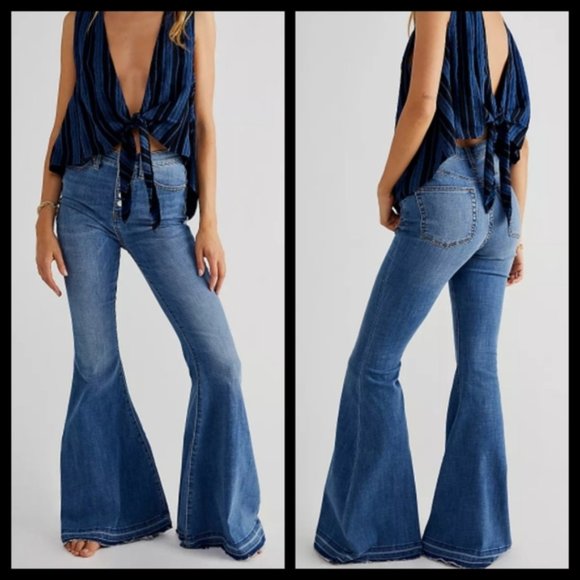 Free People Flare Leg High Rise Jeans 27 NWT - Picture 2 of 8